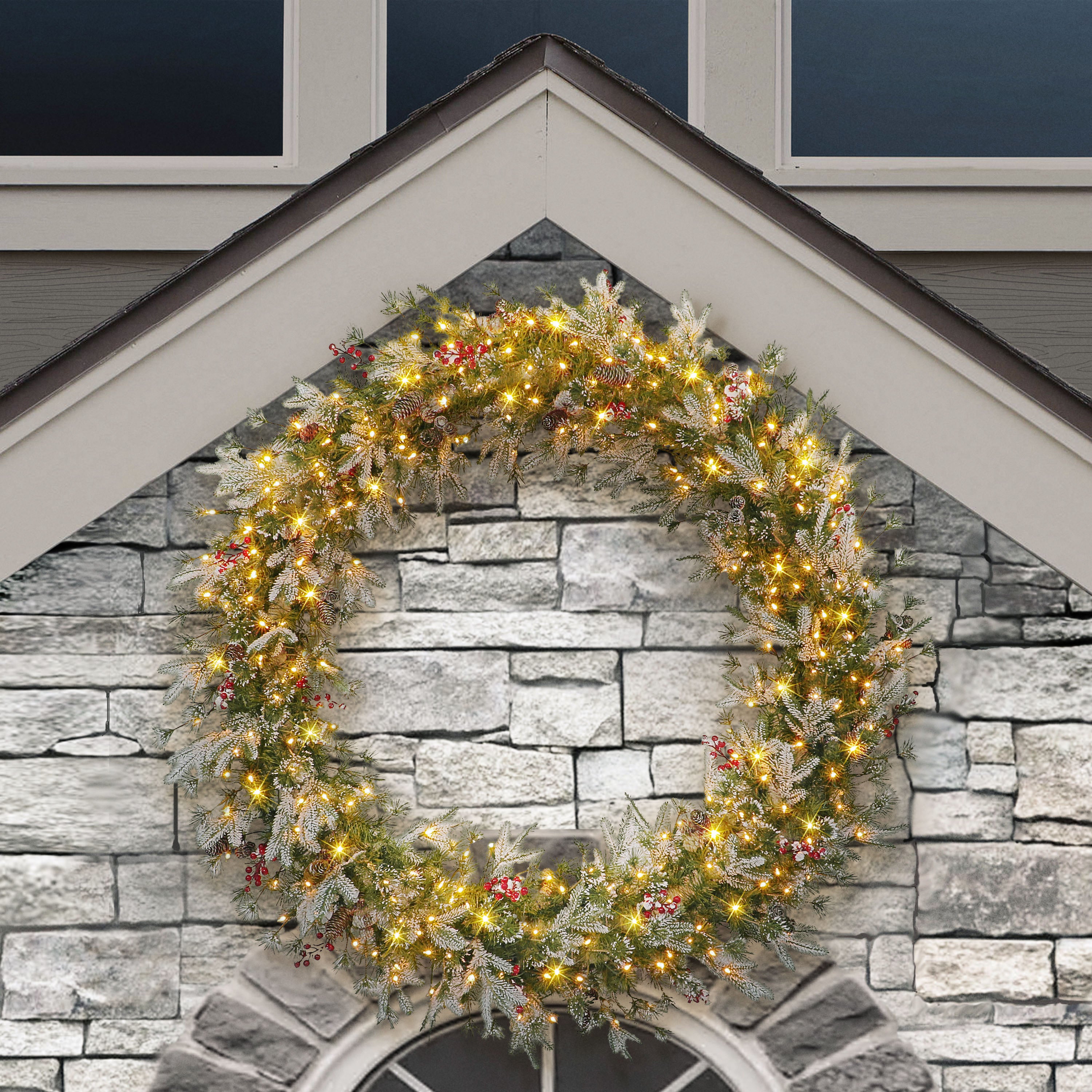 60in Pre-Lit Glittery PE/PVC Wreath